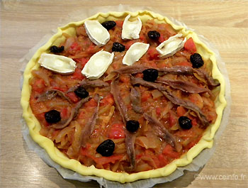 Recette Tarte à la tomate (tomates, oignons, anchois) 