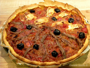 Recette Tarte à la tomate (tomates, oignons, anchois) 