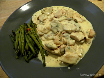 Recette Émincés de poulet à la crème, champignons et miel 