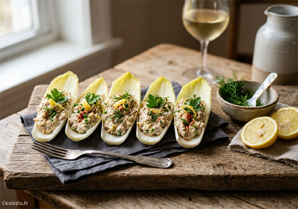 Tartines d'endive au foie de morue Recette Tartines d'endive au foie de morue