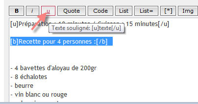 Recette Comment souligner, mettre en gras, ect ... 