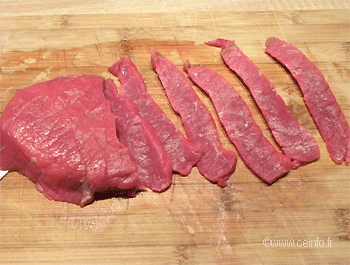 Recette Émincé de bœuf aux poivrons verts et oignons 