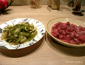 Recette Émincé de bœuf aux poivrons verts et oignons 