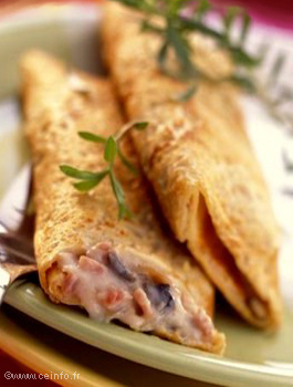 Recette Crêpes aux champignons et au jambon - Recette [Facile] 