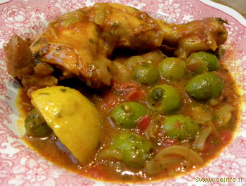 Recette Tajine de poulet en marinade, aux olives et citrons confits 