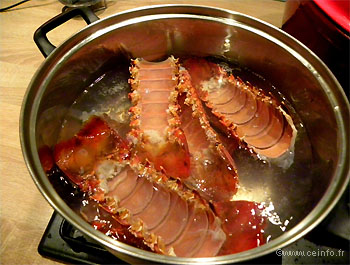 Recette Queue de langouste décortiquée poêlée 