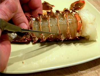 Recette Queue de langouste décortiquée poêlée 