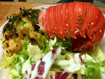 Recette Queue de langouste décortiquée poêlée 