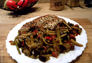 Recette Poêlée poivron, haricot beurre, aubergine, courgette 