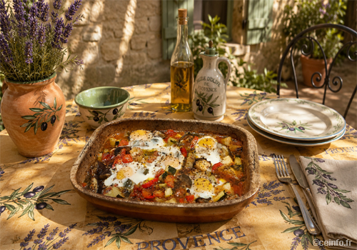 Ratatouille confite au four et ses œufs pochés Recette Ratatouille confite au four et ses œufs pochés