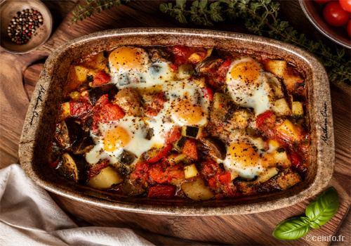 Ratatouille confite au four et ses œufs pochés Recette Ratatouille confite au four et ses œufs pochés