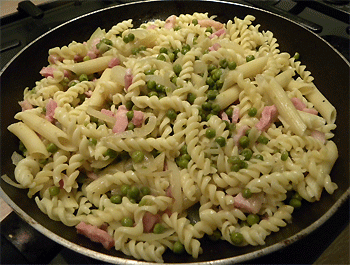 Recette Pâtes aux petits pois et lardons à la crème 