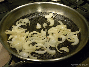 Recette Gratin de spaghettis champignons, lardons, oignons, poivrons 