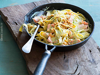 Recette Tagliatelles au deux saumons [Recette facile] 