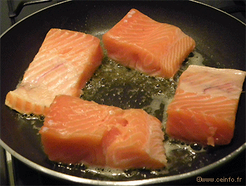Recette Pavé de saumon à la crème et ses champignons 