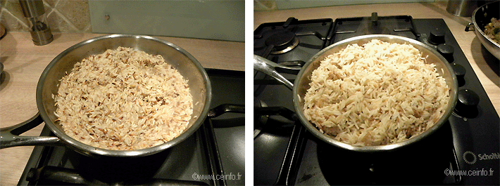 Recette Risotto lardon, haricot rouge, oignon, tomate, poivron 