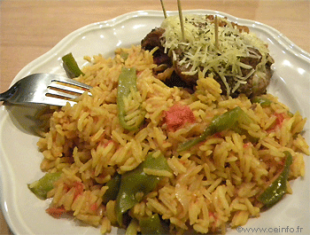 Recette Riz jaune aux légumes mijotés 