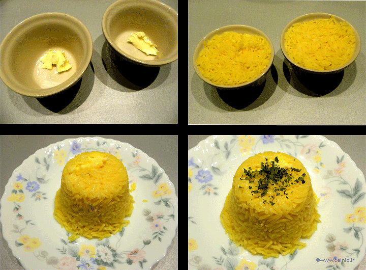 Recette Timbales de riz jaune (accompagnement) 