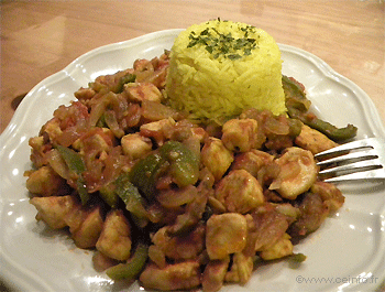 Recette Dés de blanc de poulet et leurs légumes mijotés 